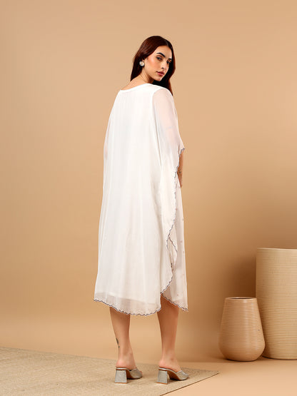White Georgette Hand Embroidered Kaftan
