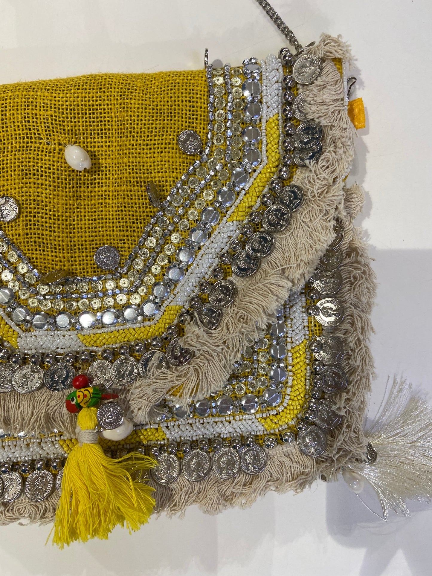 Yellow Organic Boho Crossbody Bag