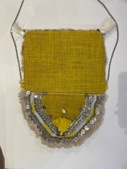 Yellow Organic Boho Crossbody Bag
