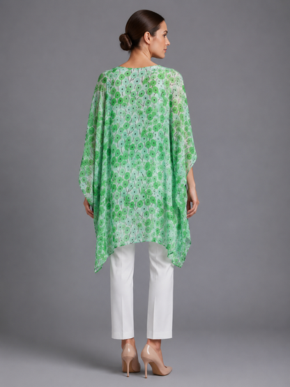 Green chinon Printed Kaftan