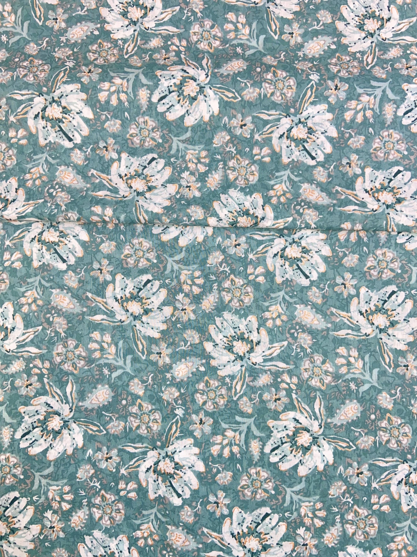 Blue Printed Cotton Unstitched Fabric