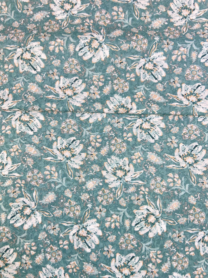 Blue Printed Cotton Unstitched Fabric