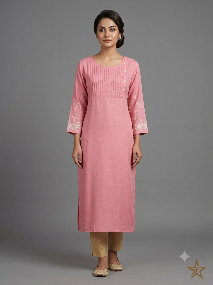 Pink Cotton Kurta