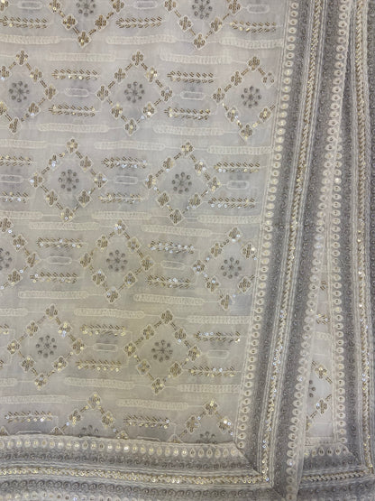 White Hand Embroidered Dupatta