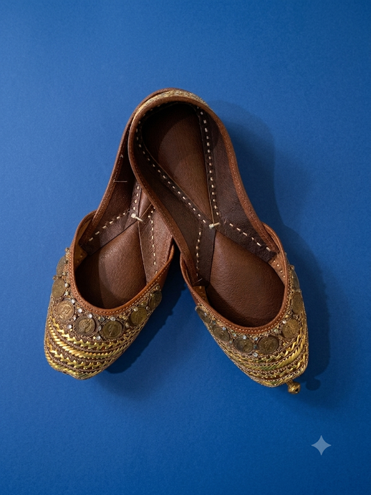 Brown Kundan Ghungroo Mojri