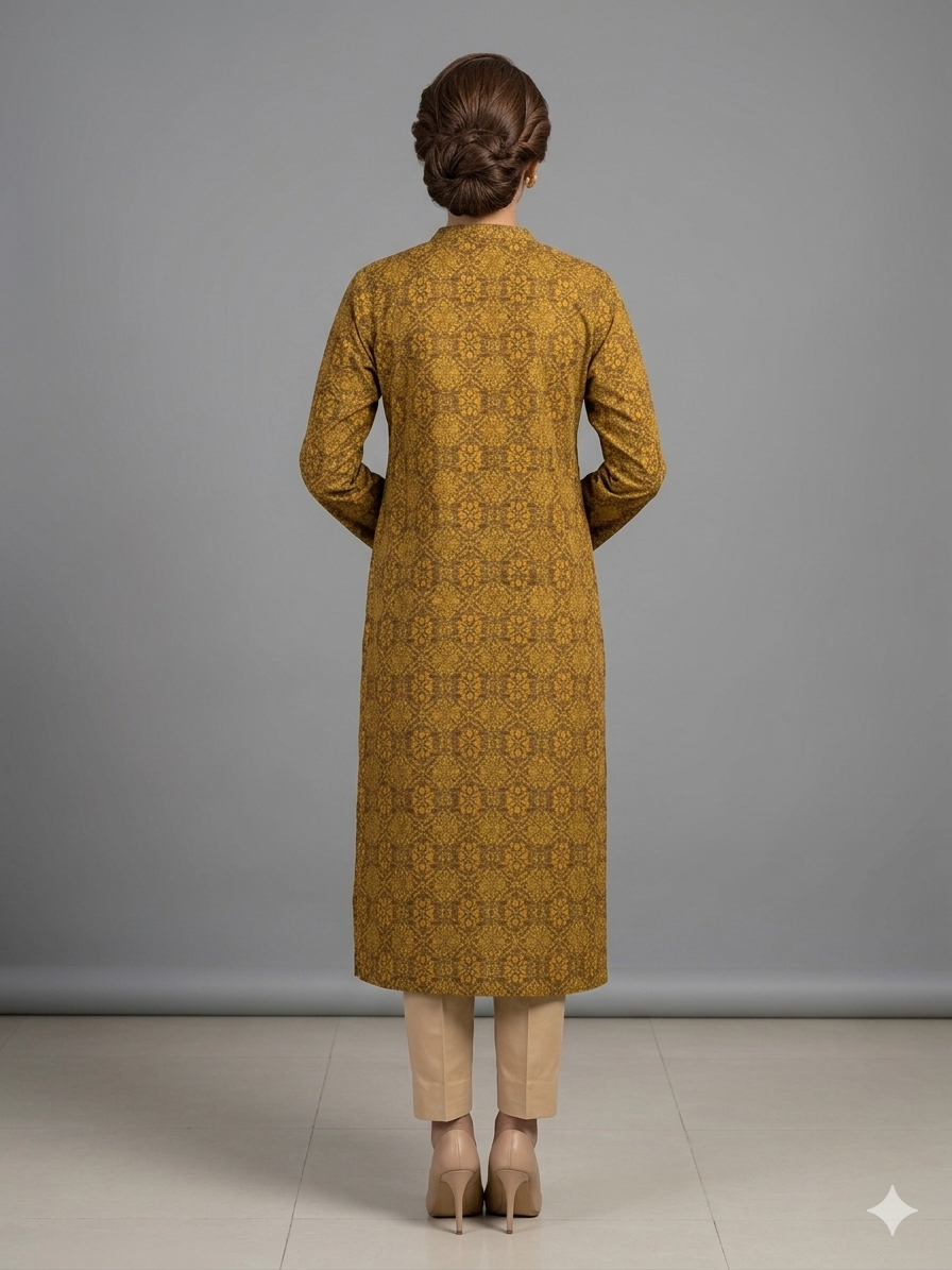Olive Green Printed Kurta