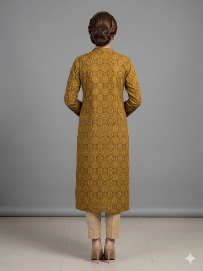 Olive Green Printed Kurta