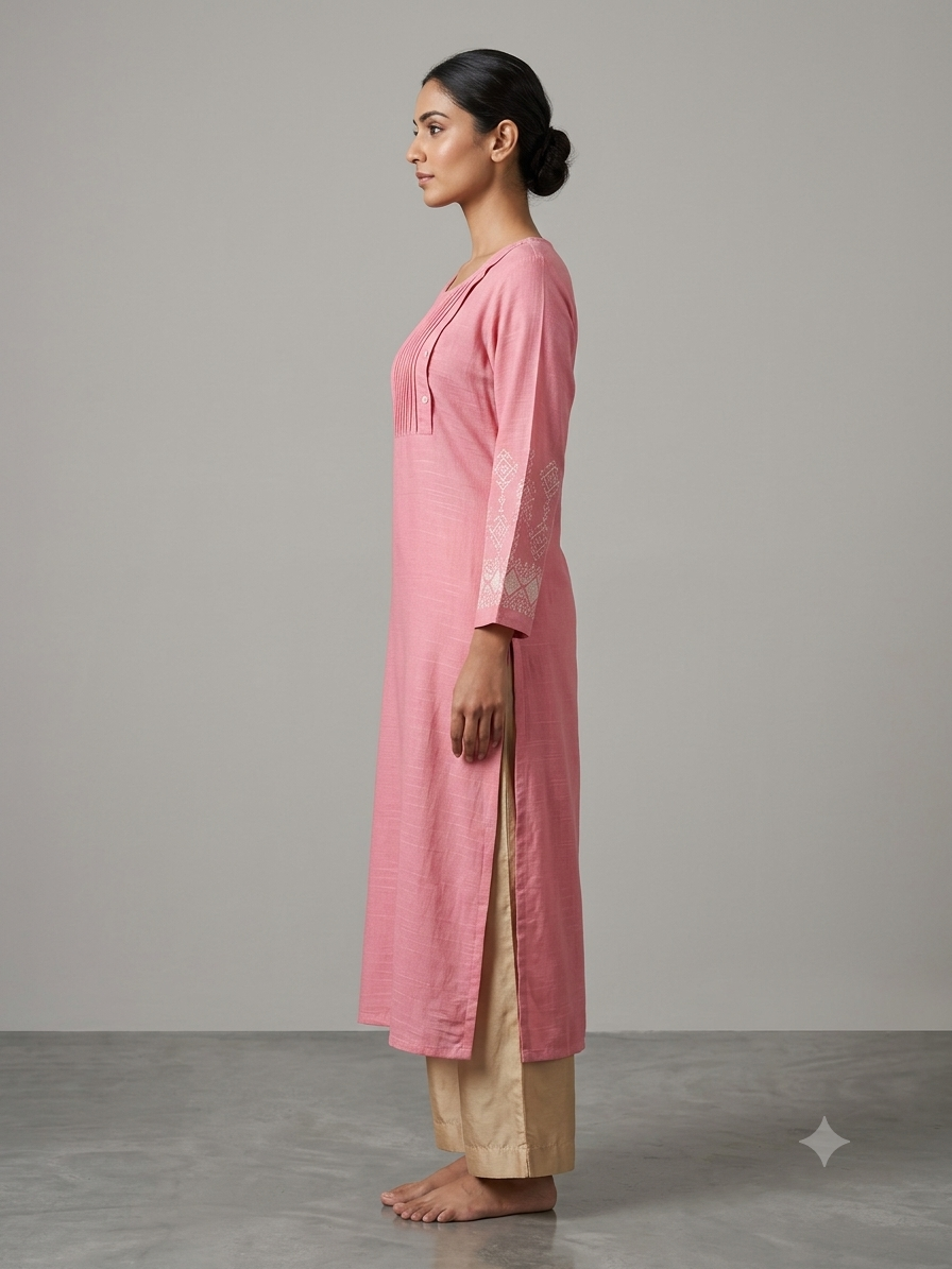 Pink Cotton Kurta
