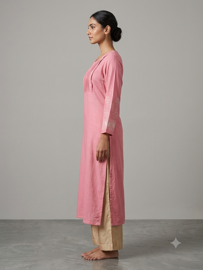 Pink Cotton Kurta