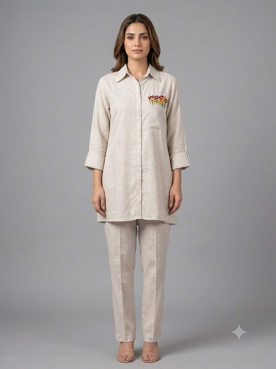 Off White Linen Cord Set