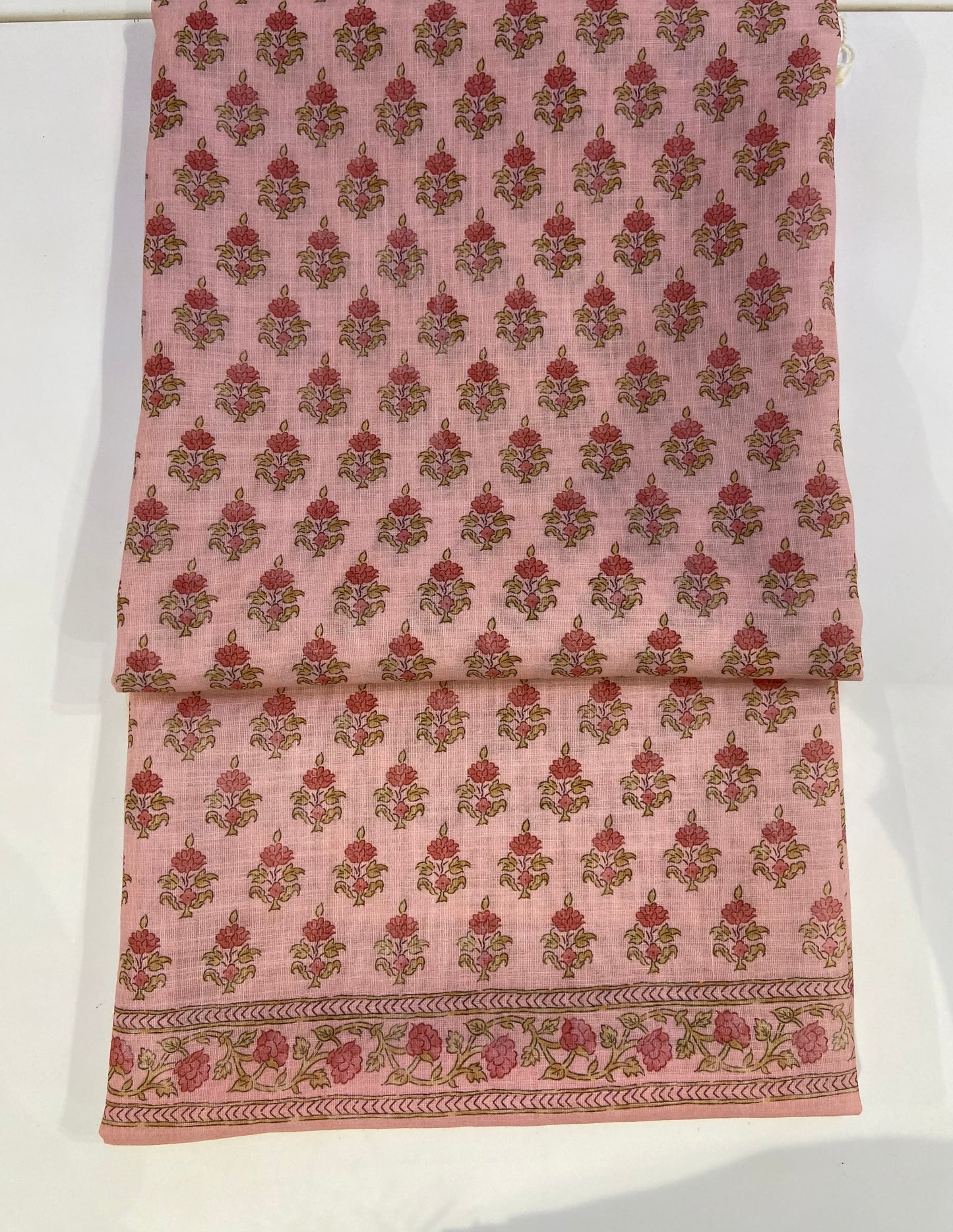 Peach printed cotton Unstitched febric