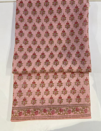 Peach printed cotton Unstitched febric