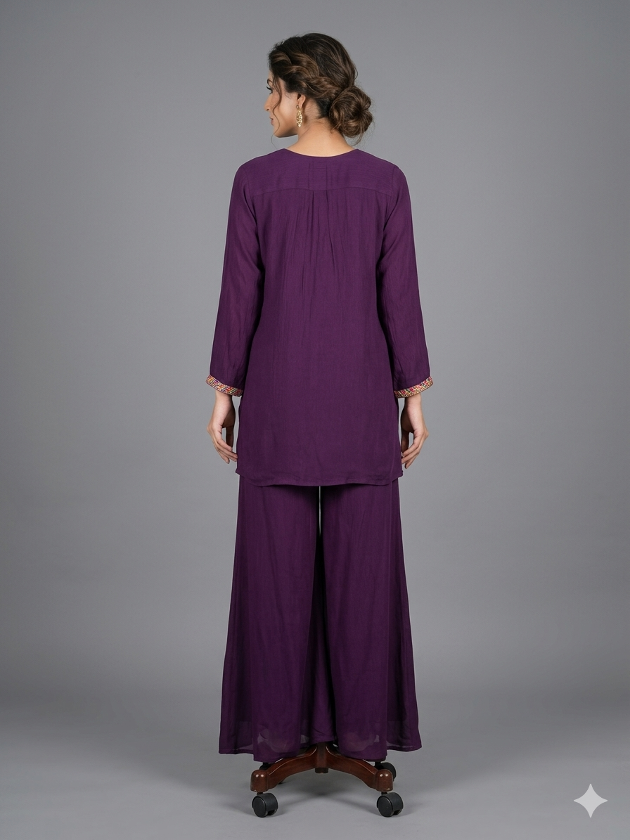 Purple georgette cord set