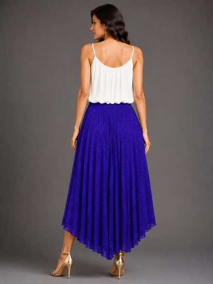 Blue Satin Handprint Skirt