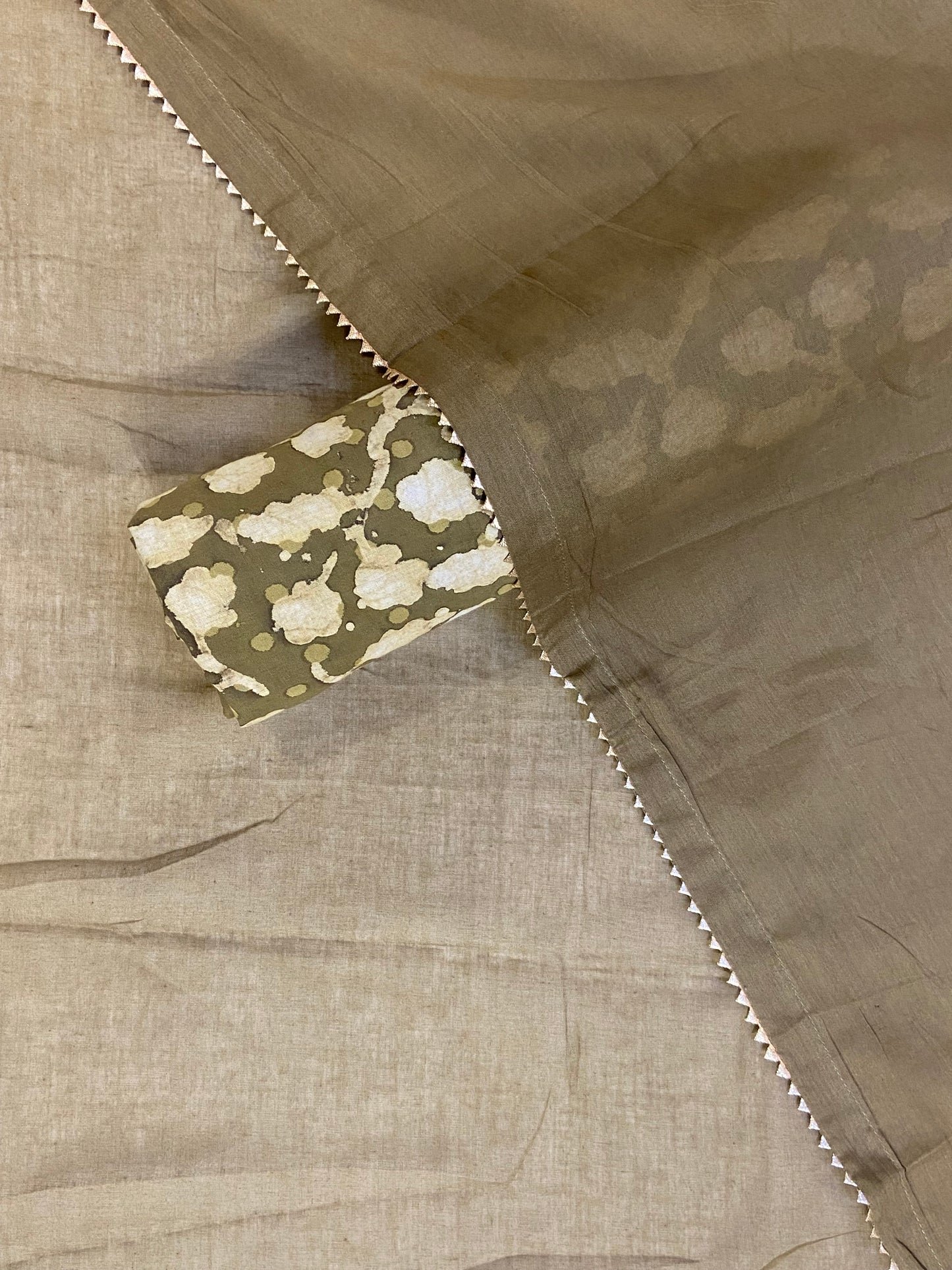 Beige printed cotton unstitch fabric