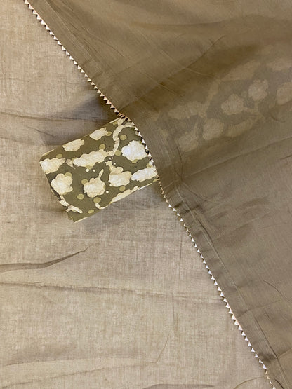 Beige printed cotton unstitch fabric