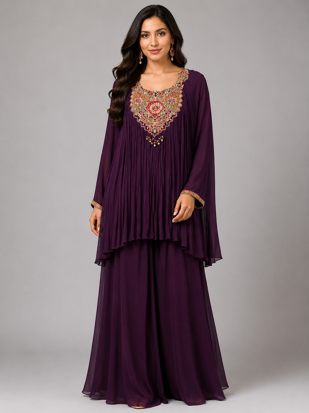 Purple georgette cord set