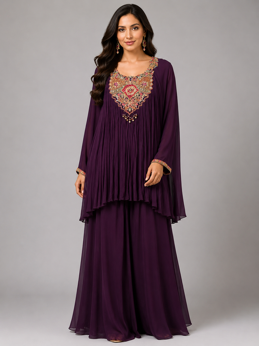Purple georgette cord set