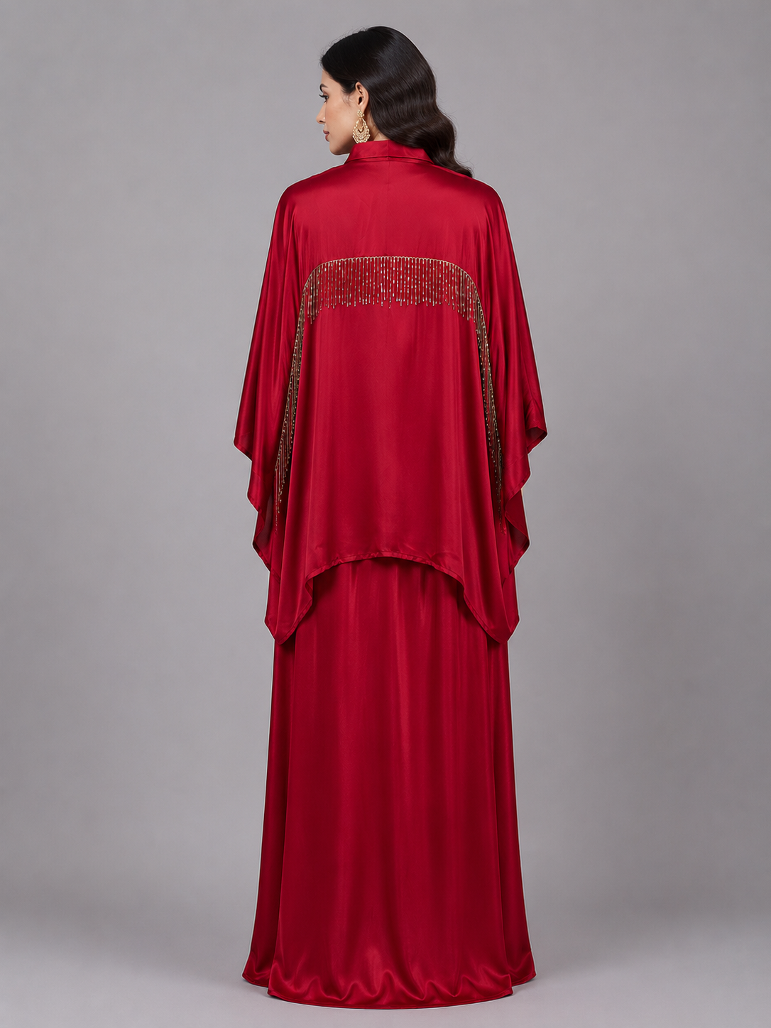 Red satin cord set