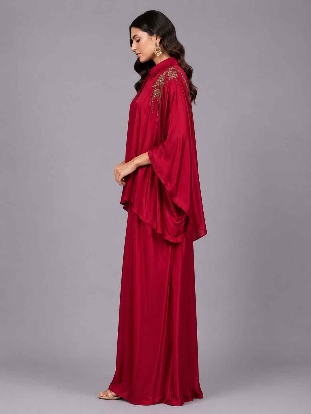 Red satin cord set