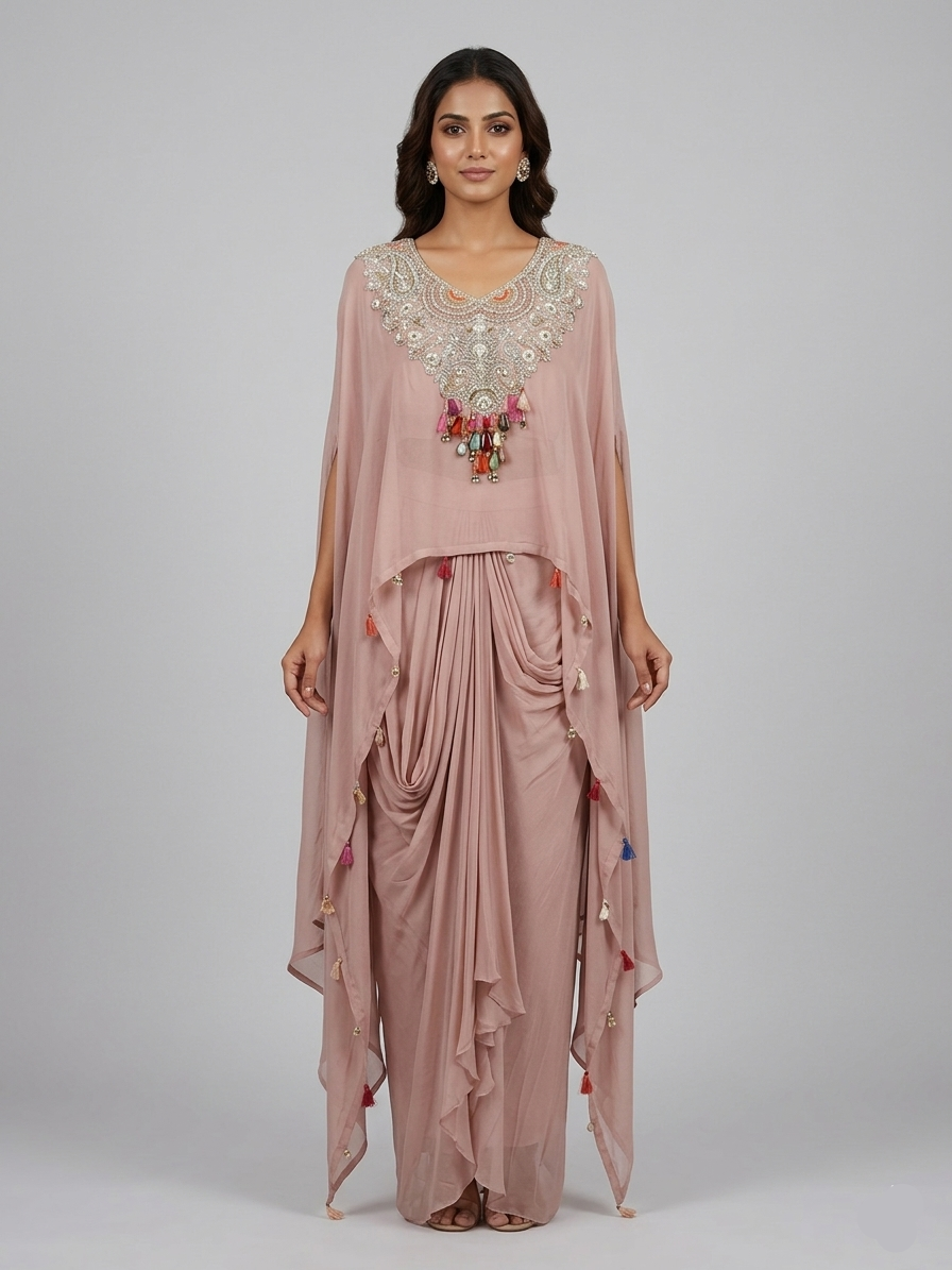 Peach Georgette Cord Set