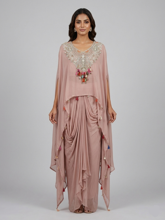 Peach Georgette Cord Set