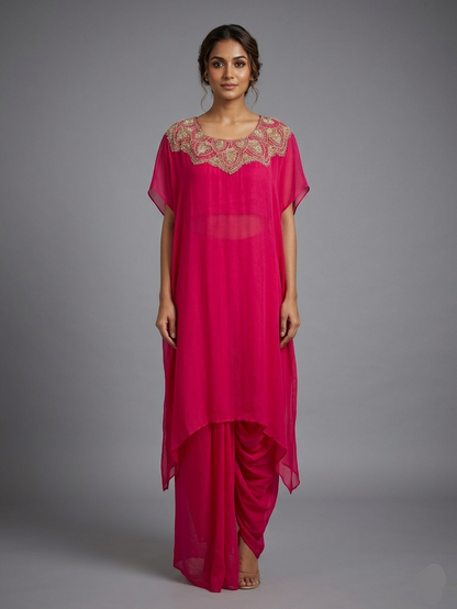 Fushiya pink georgette cord set