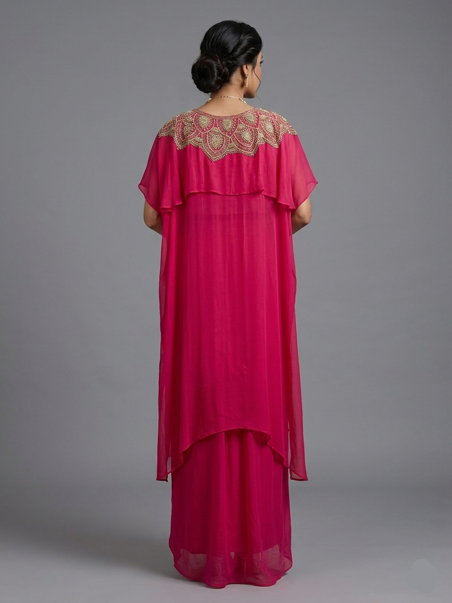 Fushiya pink georgette cord set