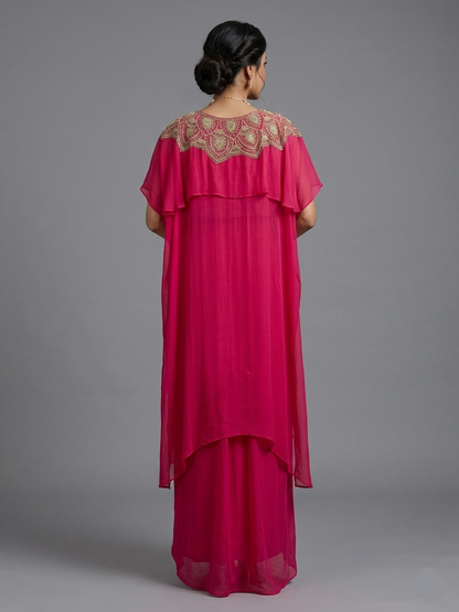 Fushiya pink georgette cord set