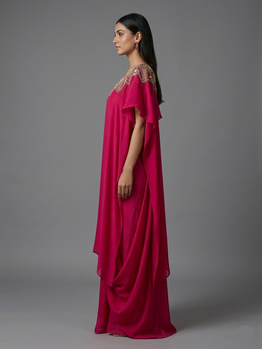 Fushiya pink georgette cord set
