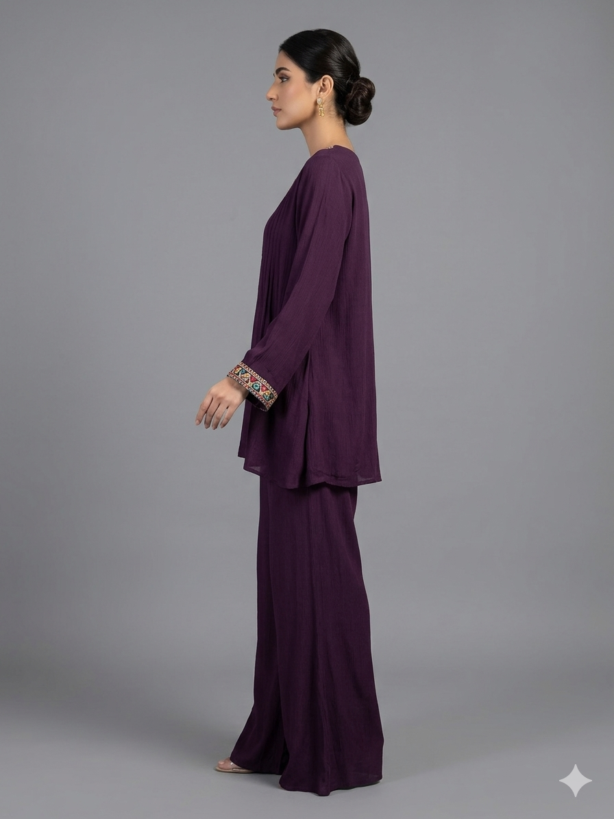 Purple georgette cord set