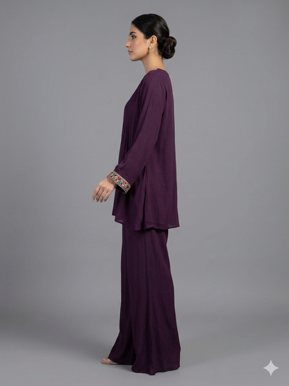 Purple georgette cord set