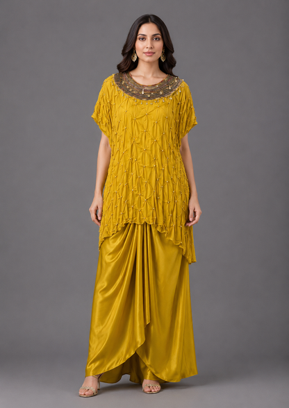 Yellow georgette cord set