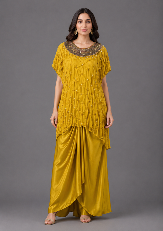 Yellow georgette cord set