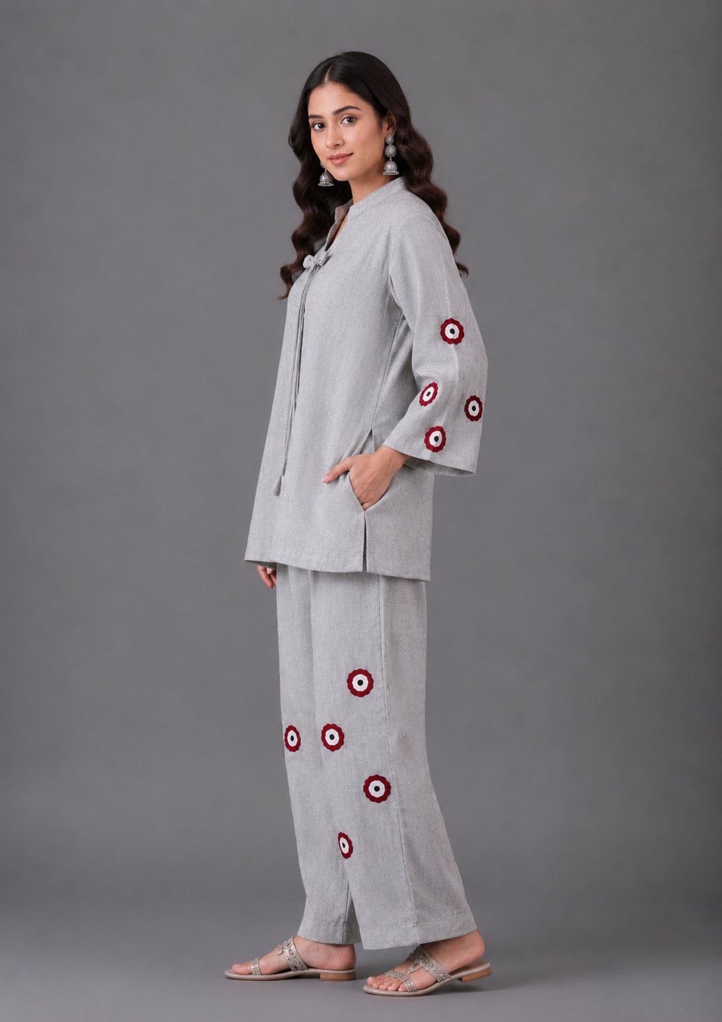 Gray printed  Lilian cord set