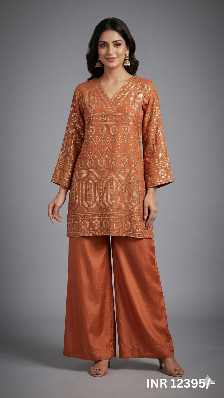 Rust satin sequence cord set