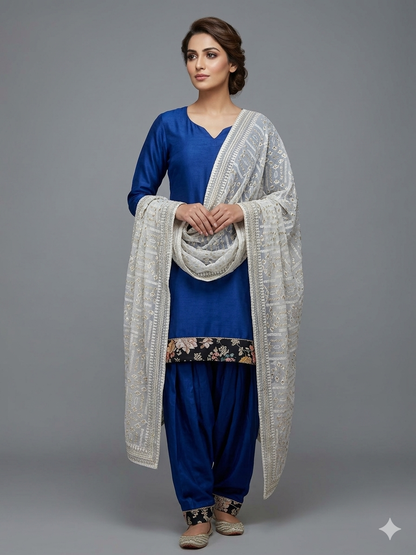 White Hand Embroidered Dupatta