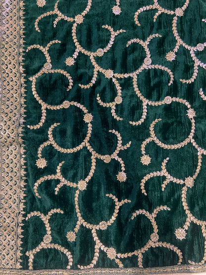 Green Velvet Gotta Patti Embroidered Odhani