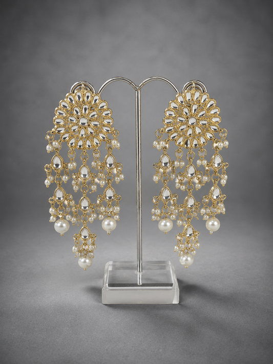 Semi-Precious Kundan Polki Pearl Earrings