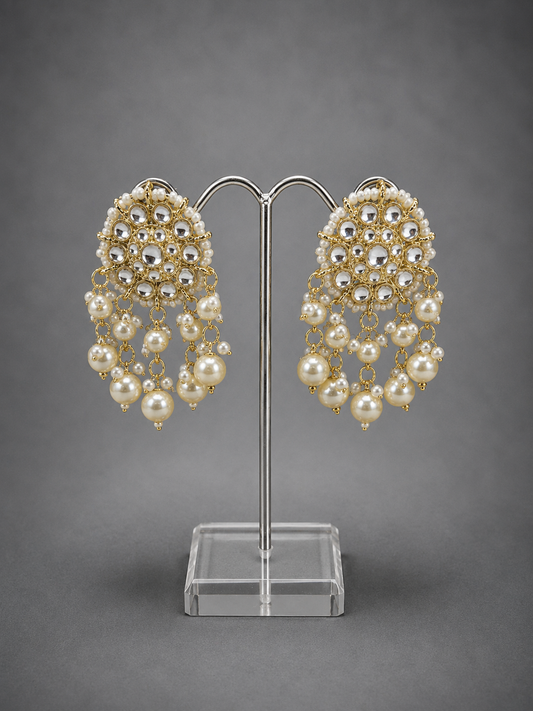 Semi-Precious Kundan Polki Pearl Earrings