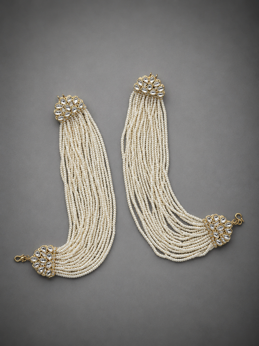 Semi-Precious Pearl Kundan Polki Kaanpatti Earrings