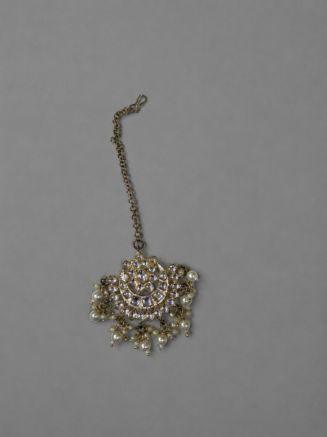 Semi-Precious Pearl Kundan Polki Maang Tikka