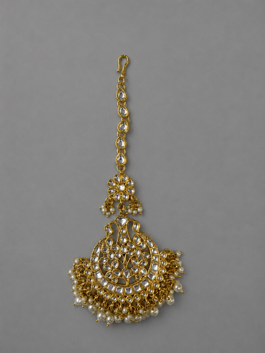 Semi-Precious Pearl Kundan Maang Tikka