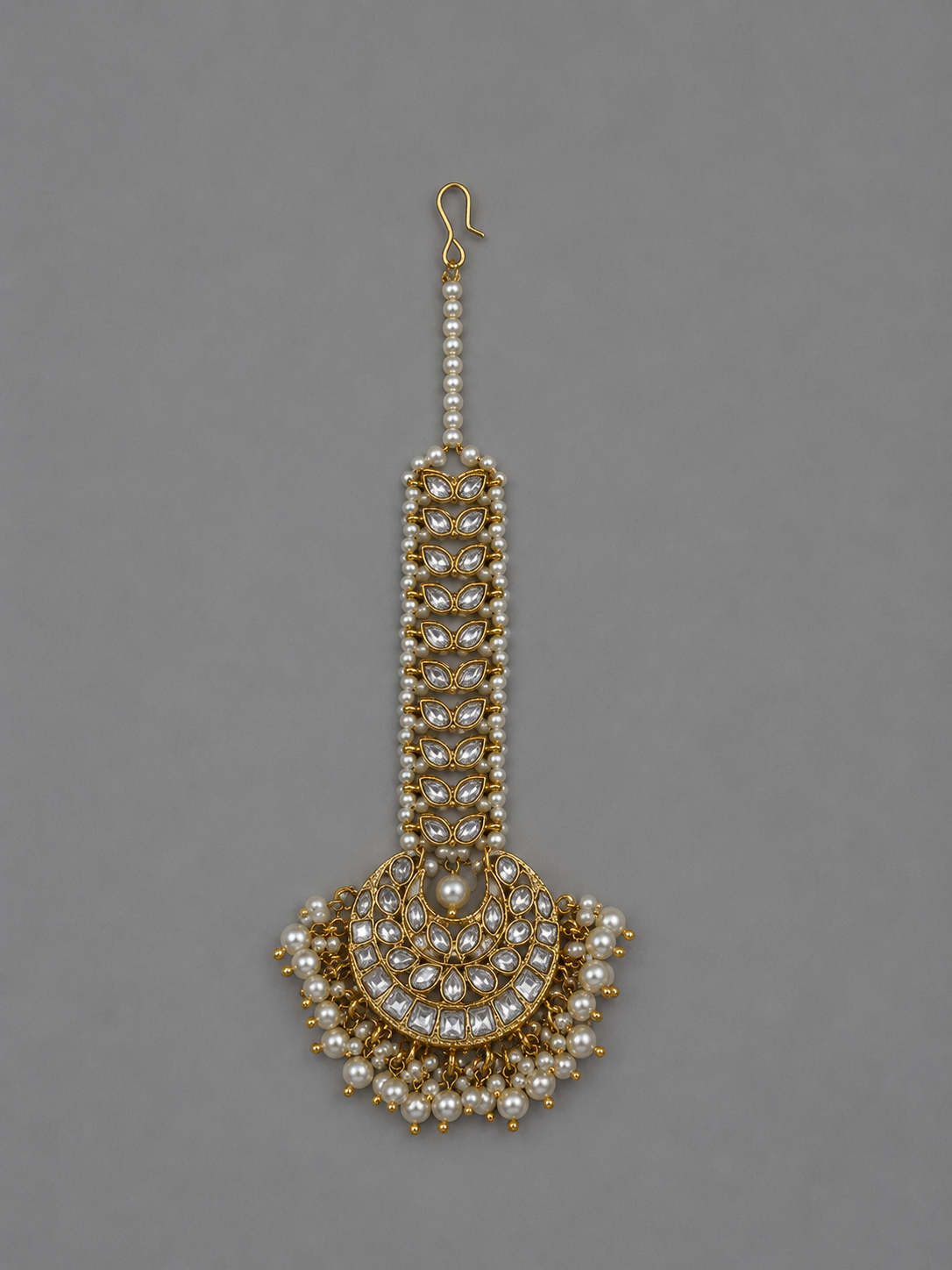 Semi-Precious Pearl Kundan Polki Maang Tika