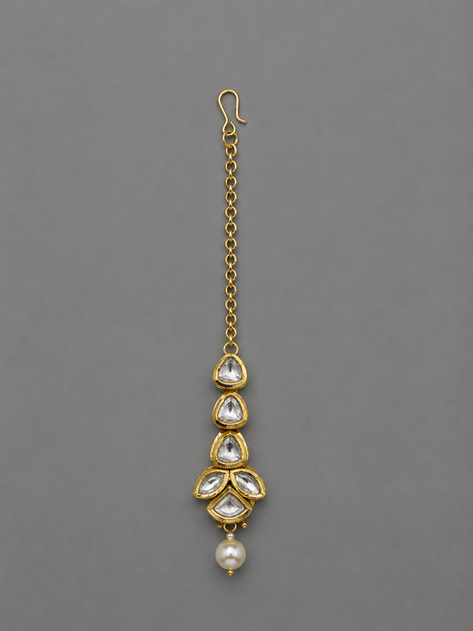 Semi-Precious Kundan Pearl Maang Tikka