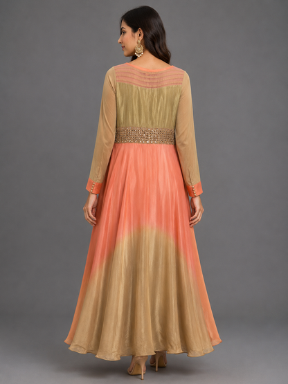 Beige & peach Satin dress