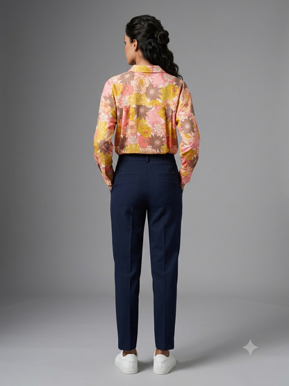 Yellow Printed Satin Shirt