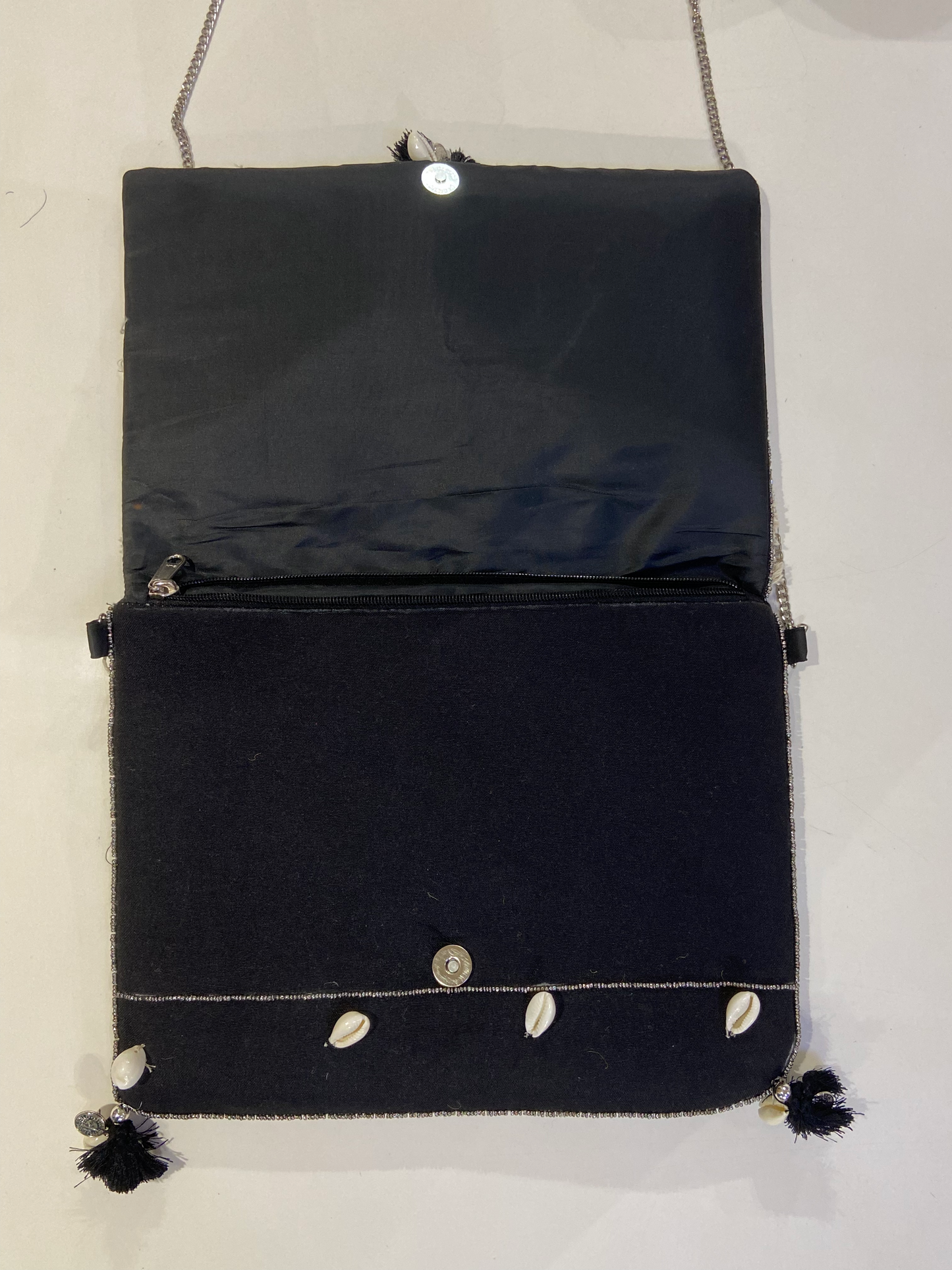 Black Organic Boho Crossbody Bag