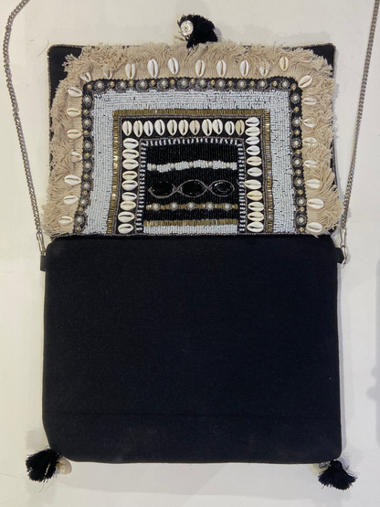 Black Organic Boho Crossbody Bag
