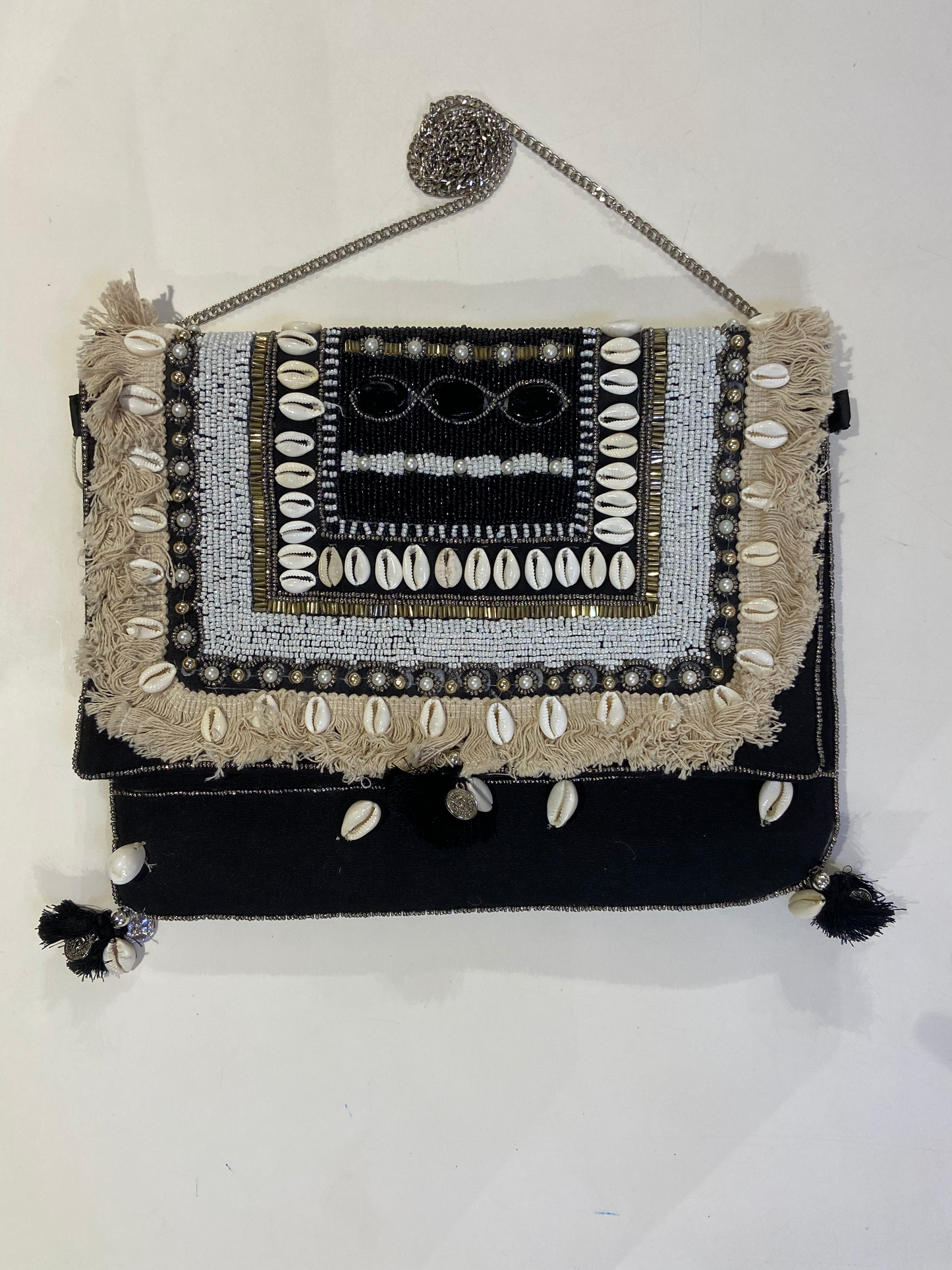 Black Organic Boho Crossbody Bag